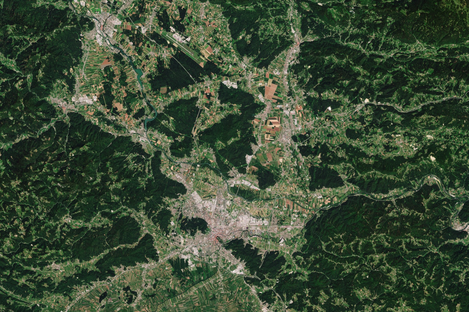 Ljubljana, Slovenia, seen by Copernicus Sentinel-2
